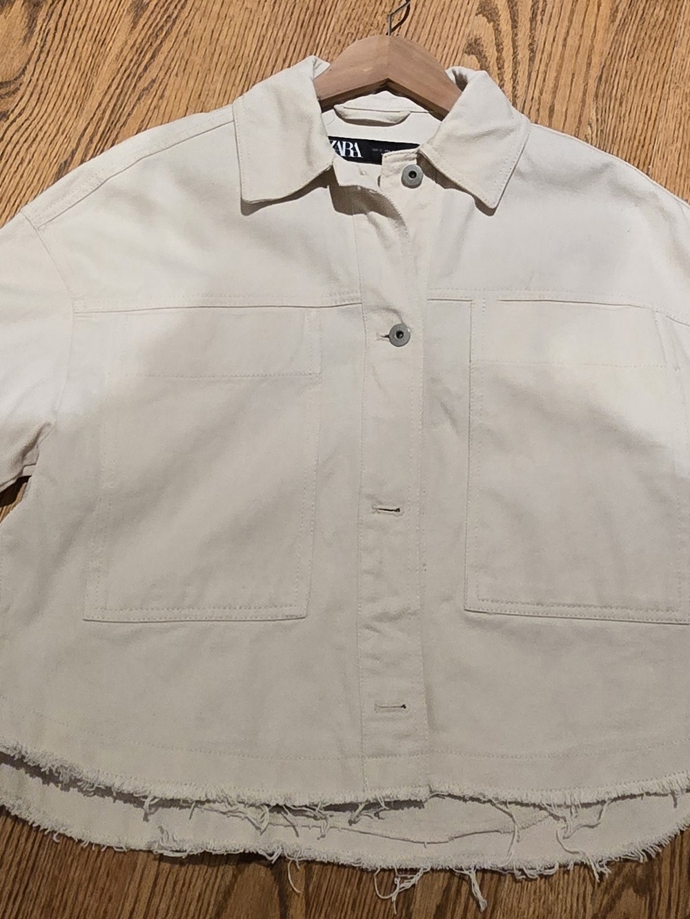 Zara Cream Button-Front Fringe Jacket - Picture 8 of 14